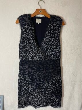 Madison Marcus Black and White Animal-Print Mini Silk Dress